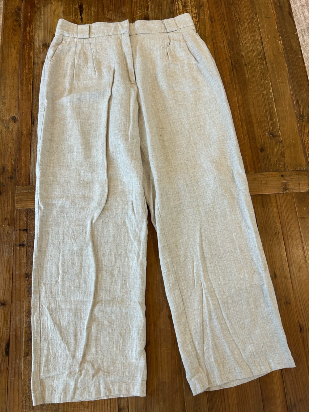 Dynamite Wide-Leg Linen-Blend Pants in Light Natural